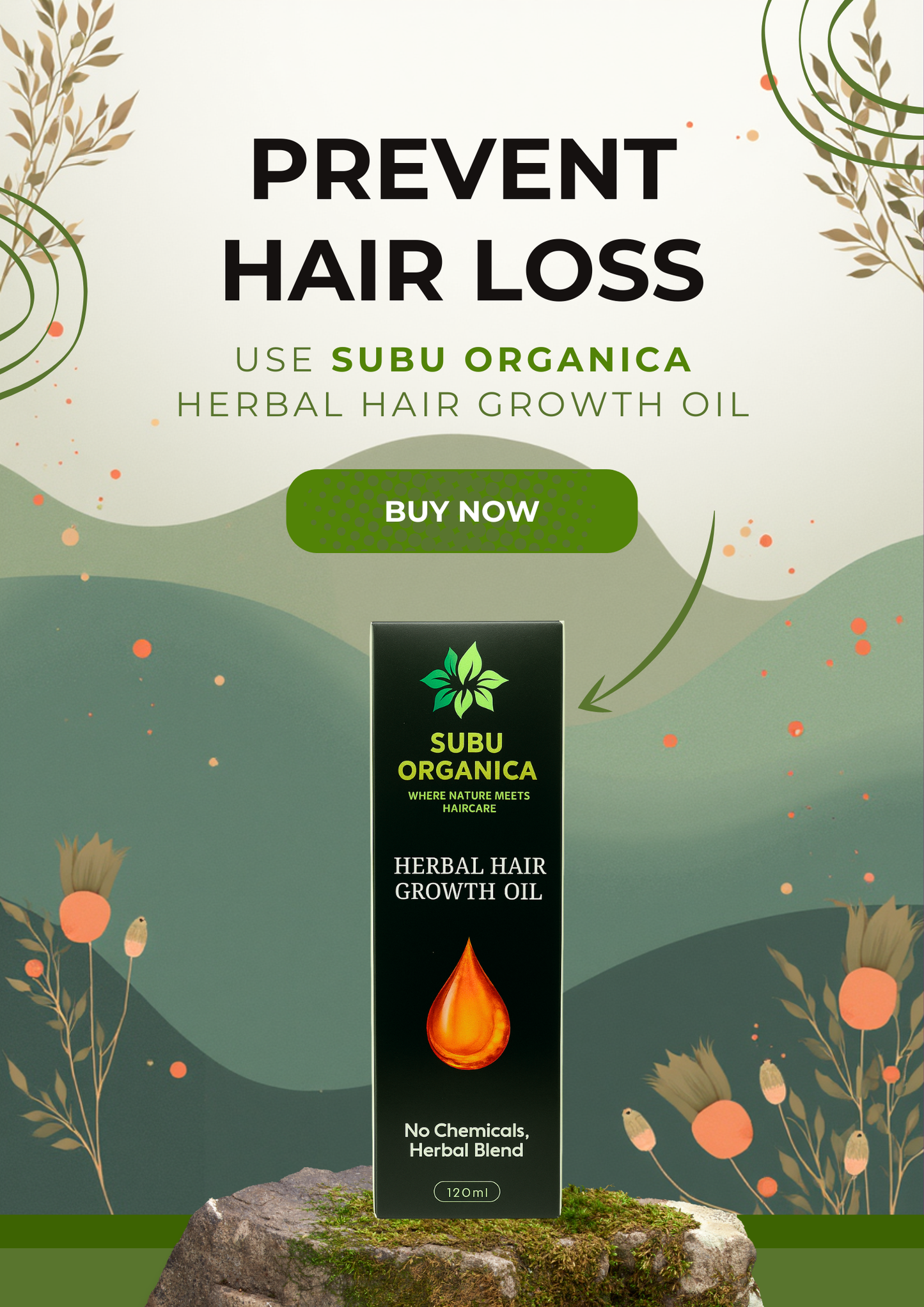 Subu Organica No. 1 Herbal Hair Growth Oil – 100% Natural & Effective